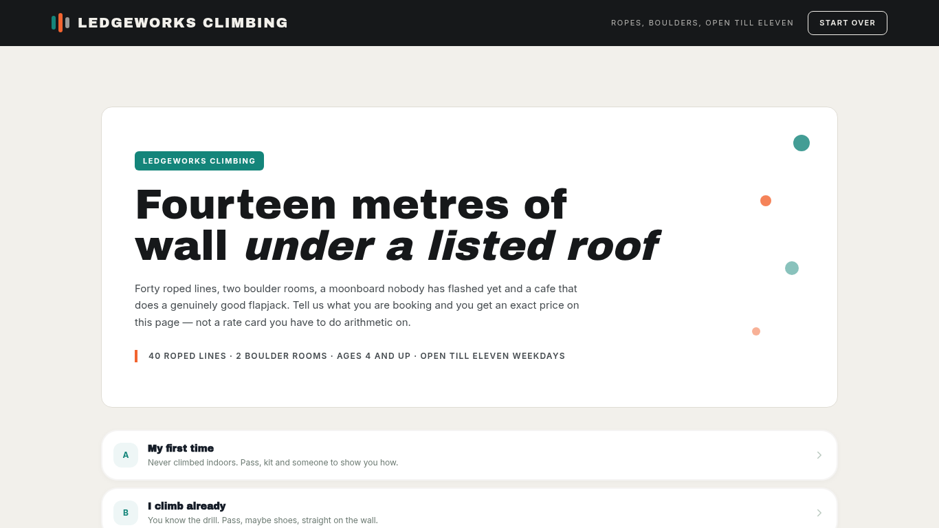 Climbing gym group booking form template preview