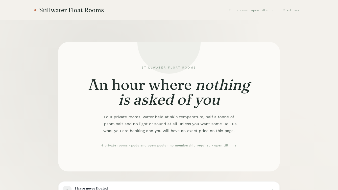 Float studio booking form template preview