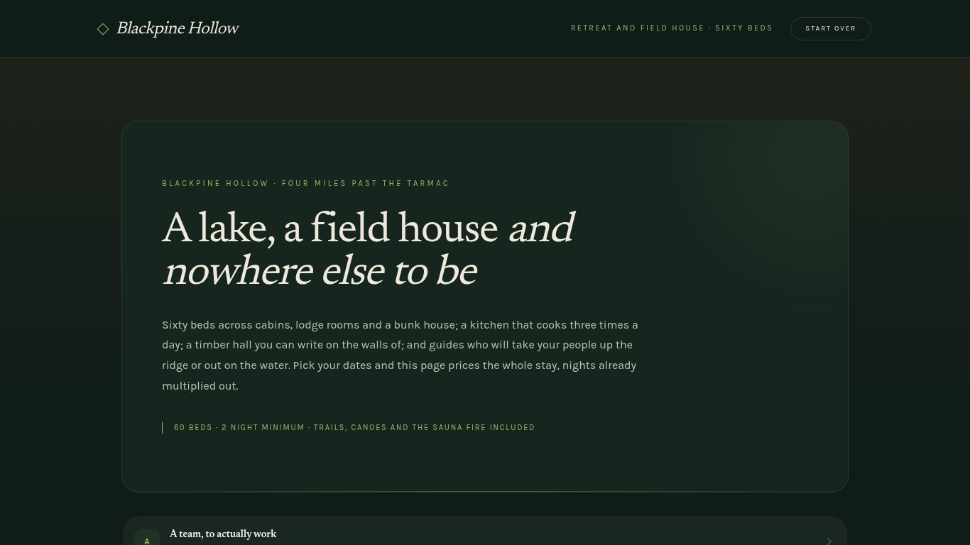 Retreat centre quote request template preview