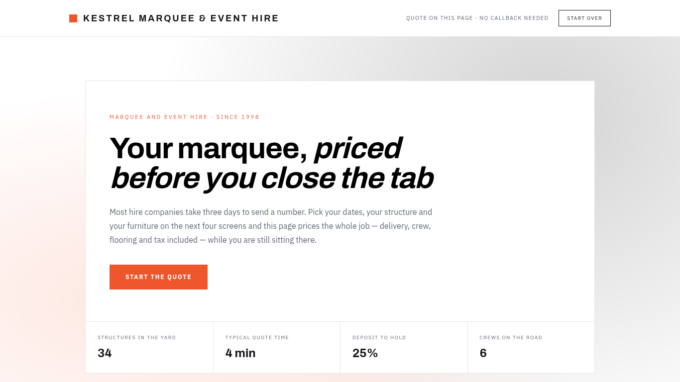 Event rental quote request template preview