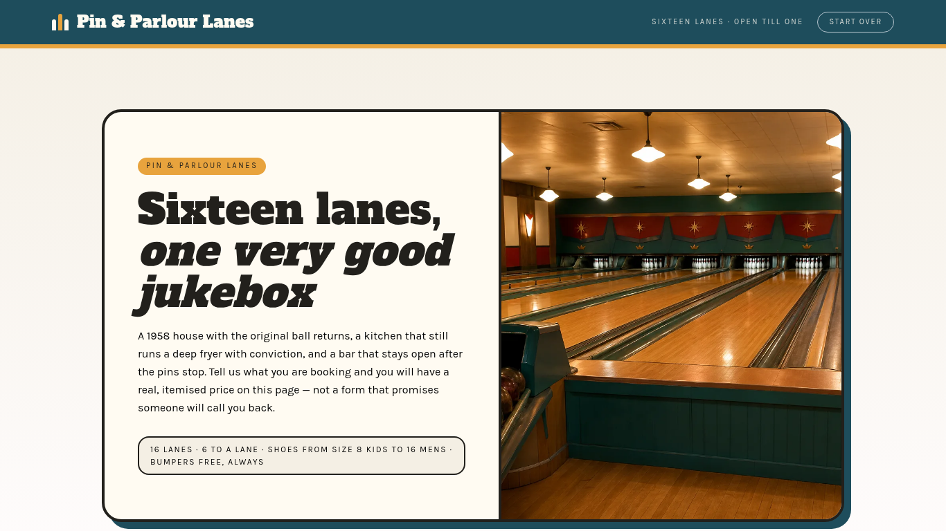 Bowling party & corporate booking form template preview