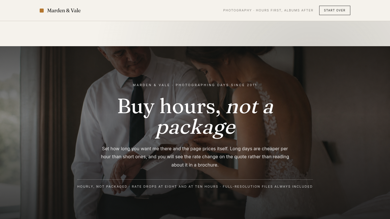 Wedding photography booking form template preview