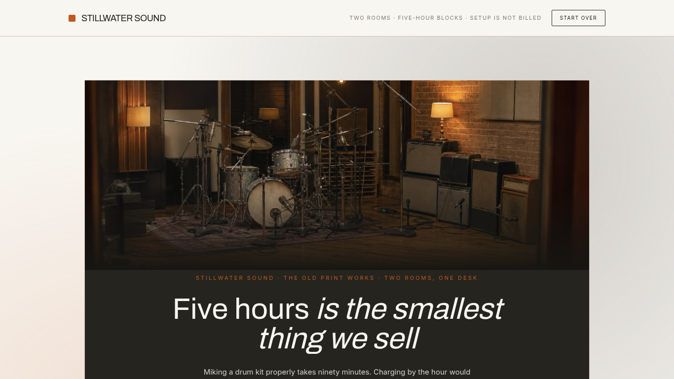 Recording studio booking form template preview