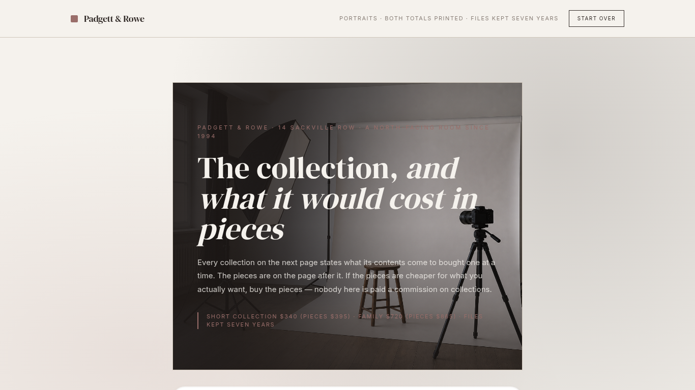 Portrait studio session booking form template preview