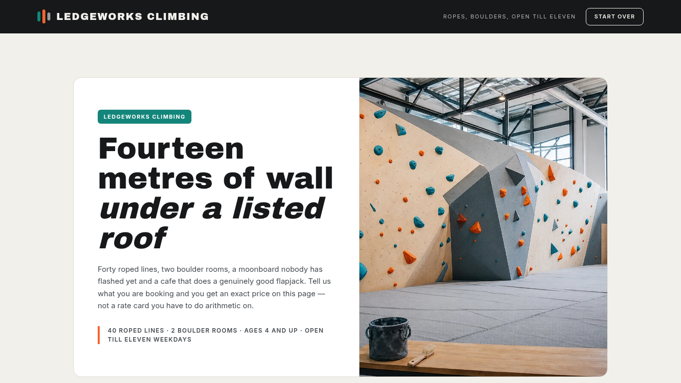 Climbing gym group booking form template preview