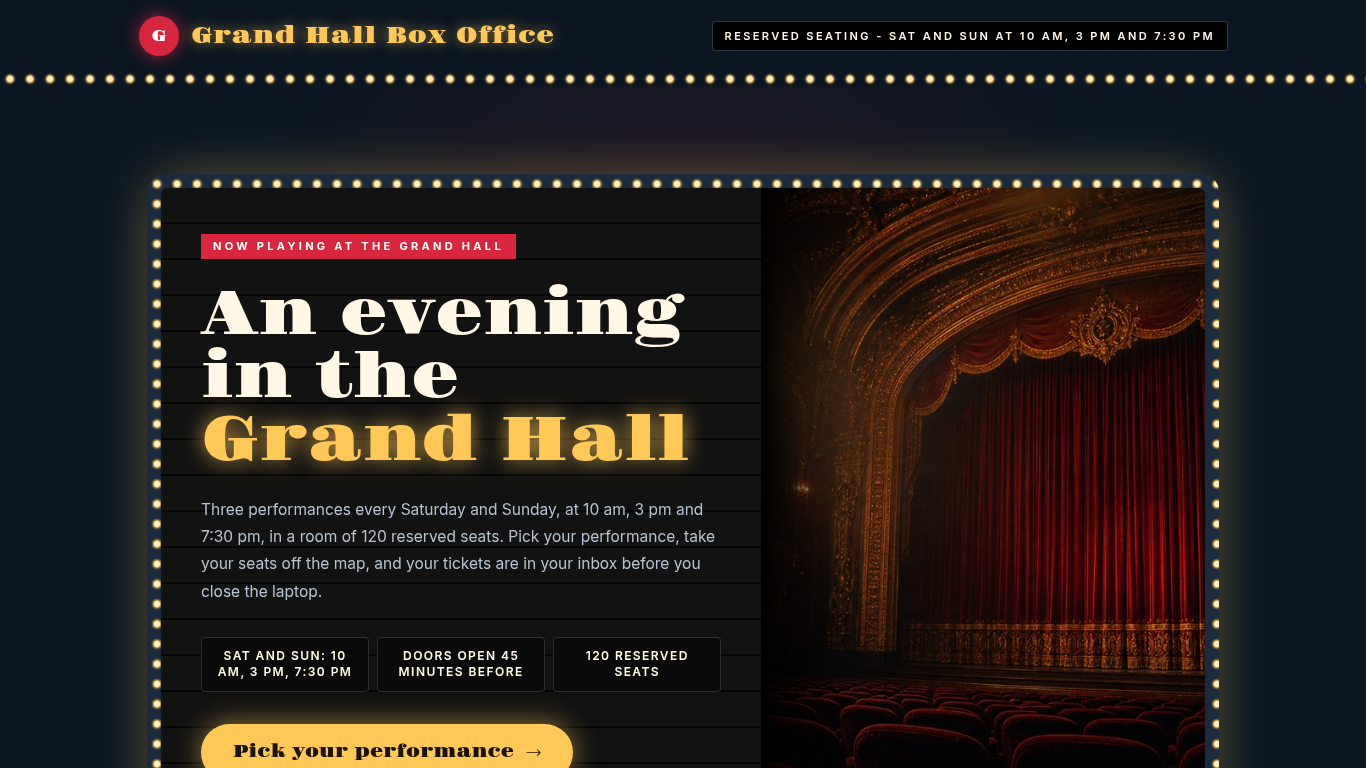 Event box office ticketing form template preview