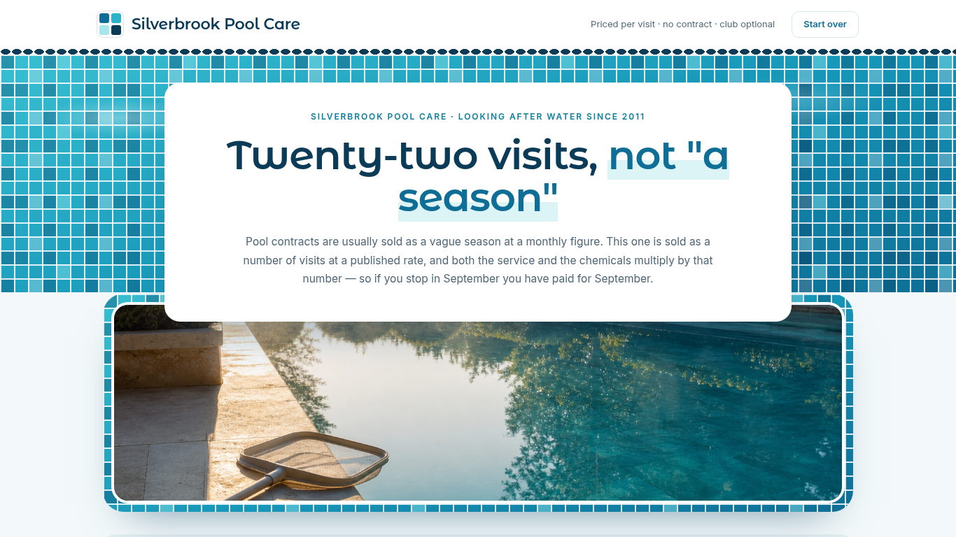 Pool service & maintenance booking template preview