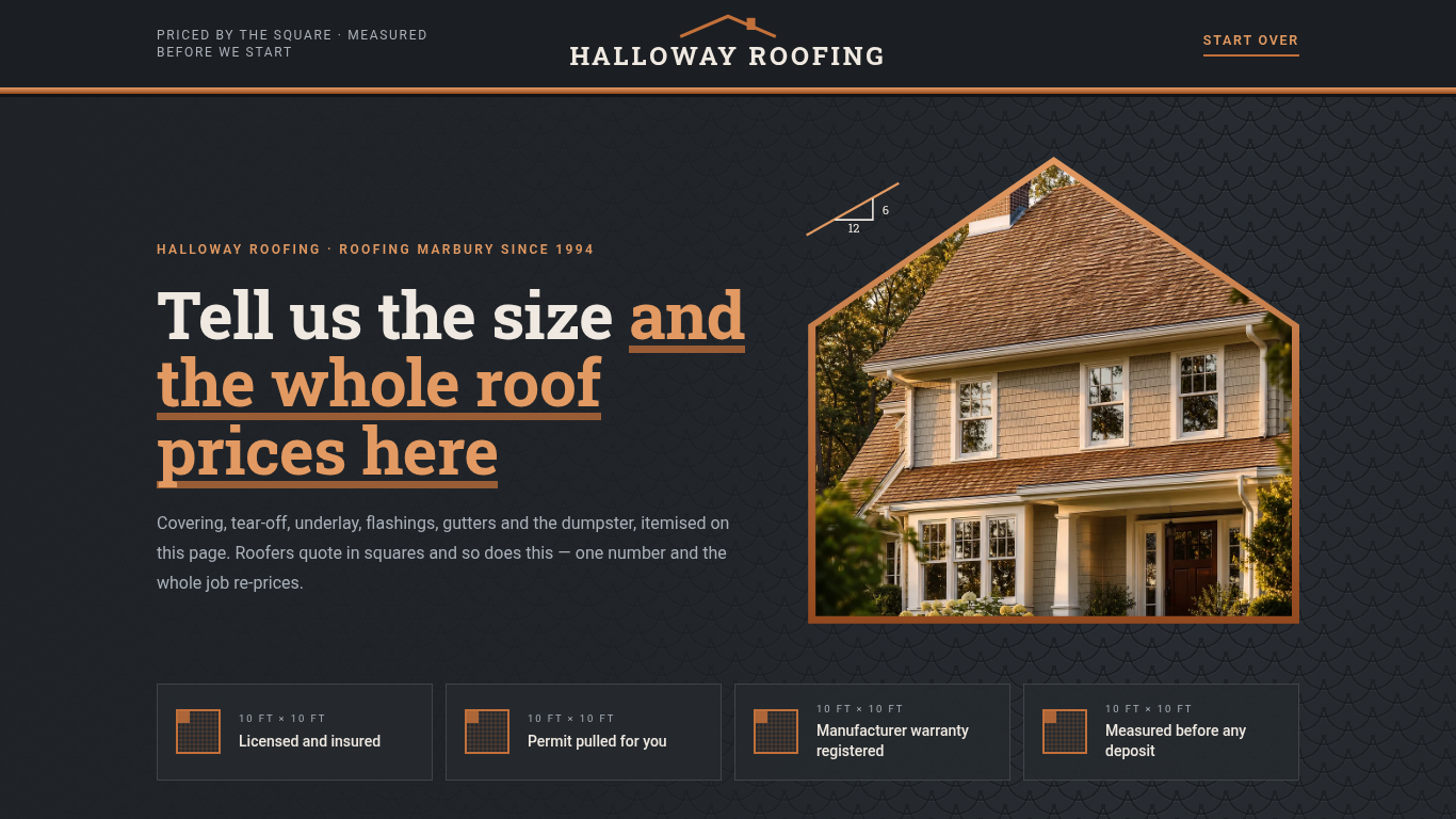 Roofing estimate & quote form template preview
