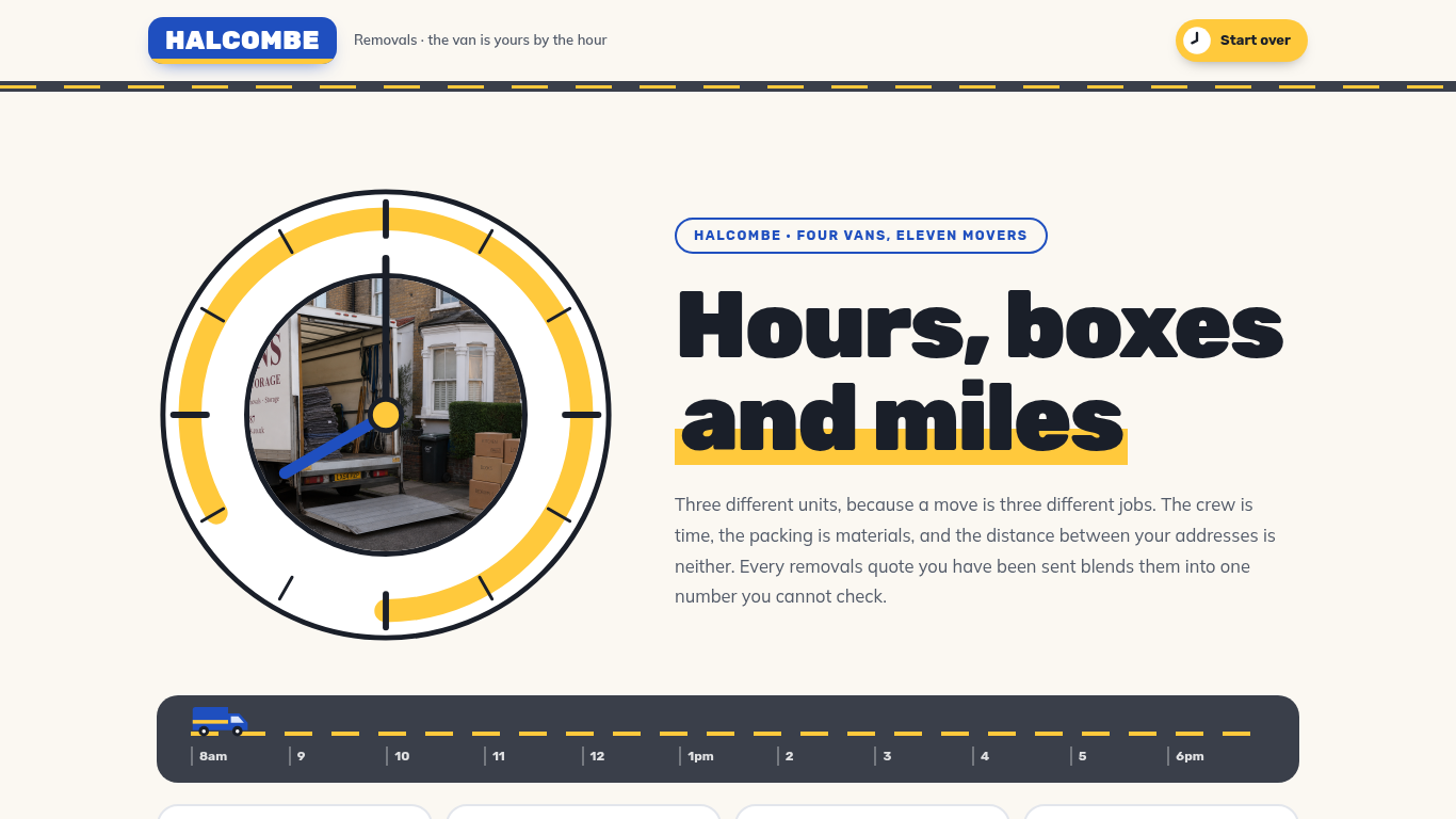 Hourly moving van booking form template preview