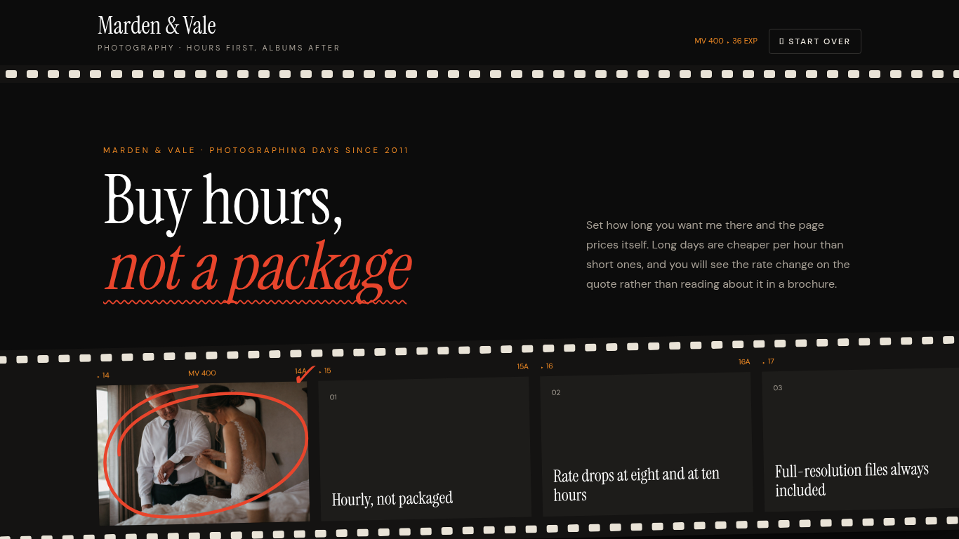 Wedding photography quote & booking template preview