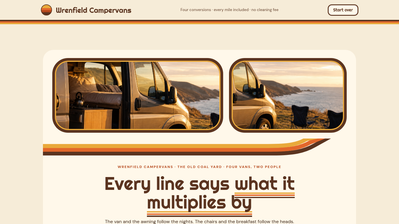 RV & campervan rental booking form template preview