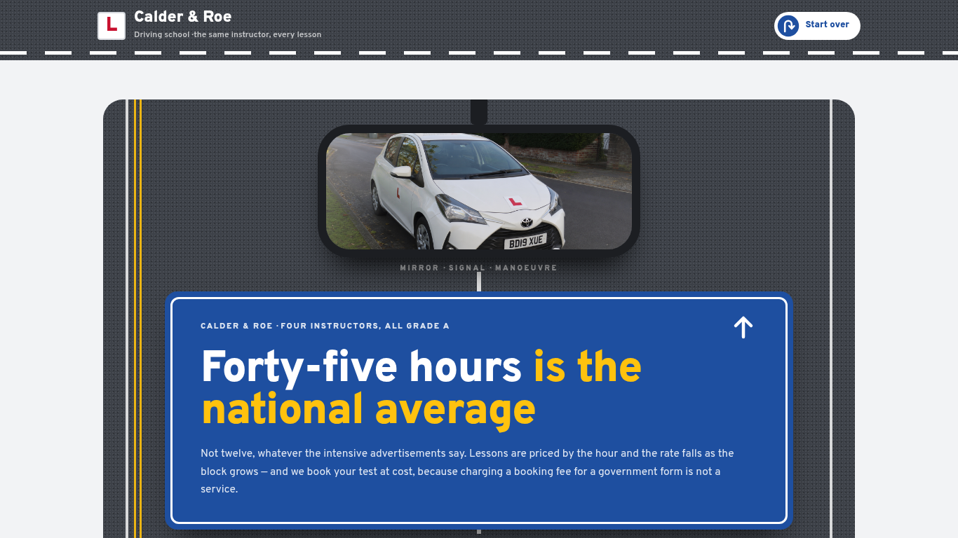 Driving lesson package booking form template preview
