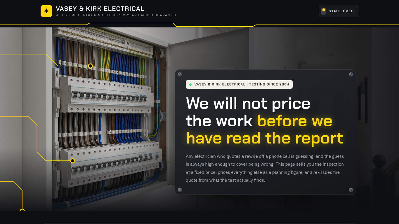Electrical inspection booking form template preview