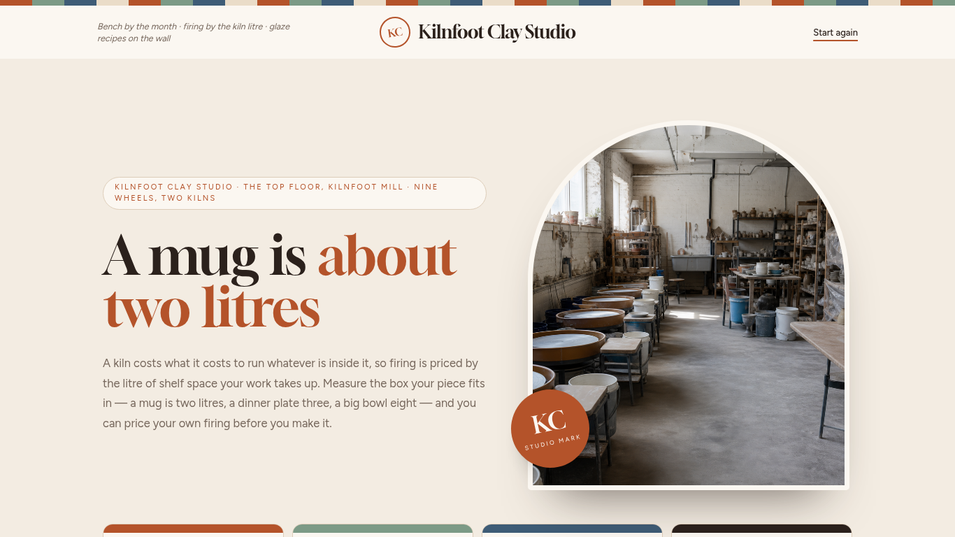 Pottery studio class booking form template preview