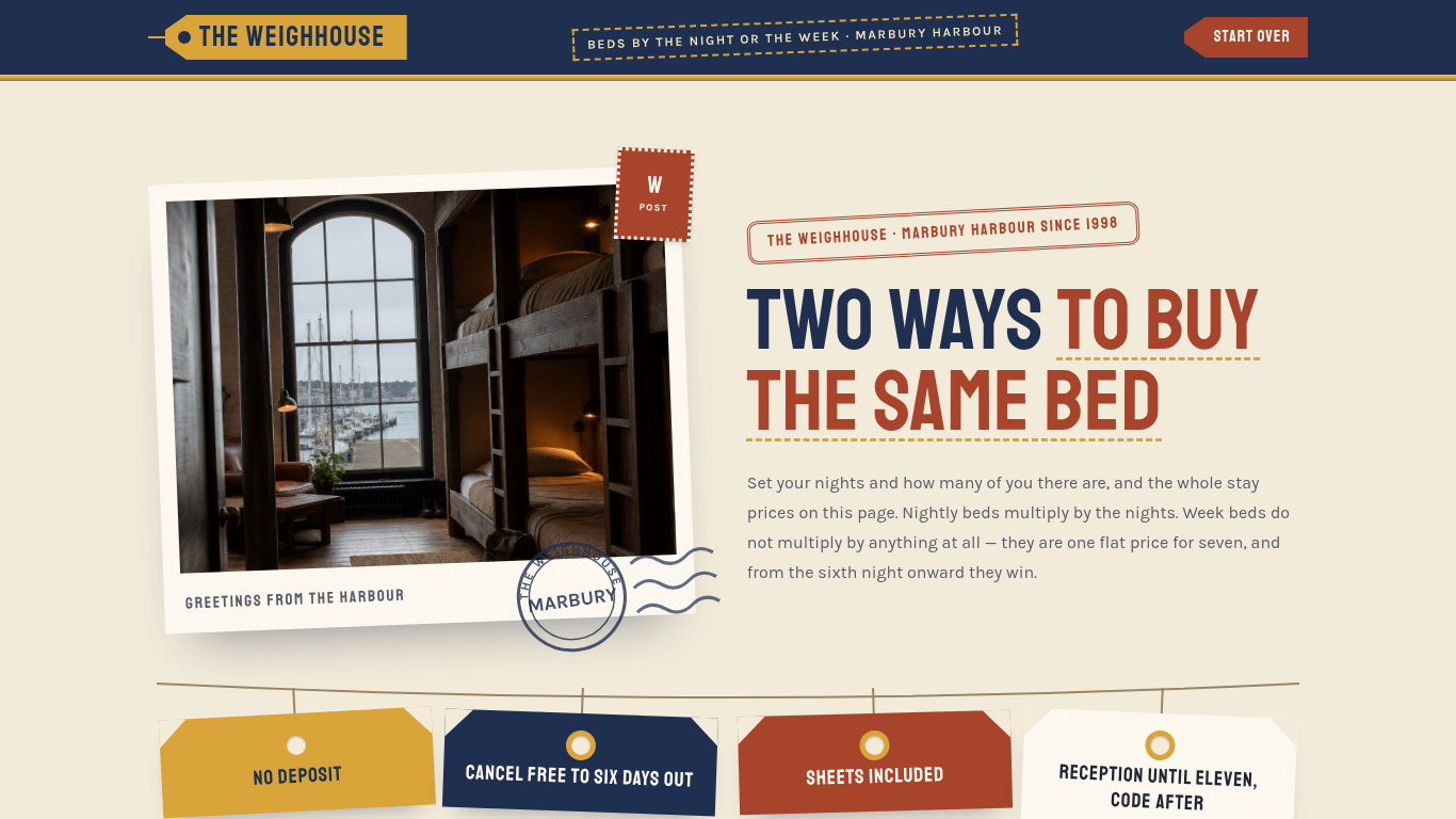 Hostel bed and room booking form template preview