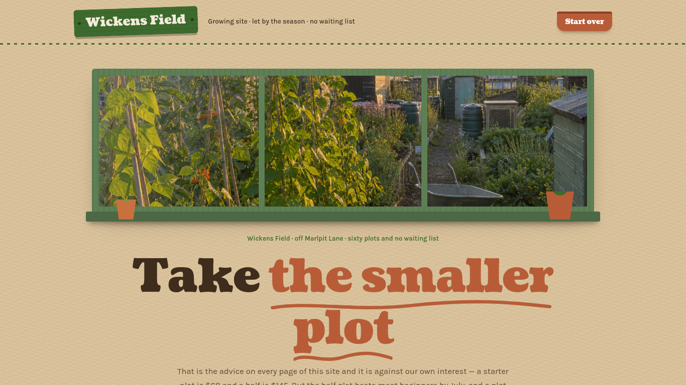 Community garden plot rental booking template preview