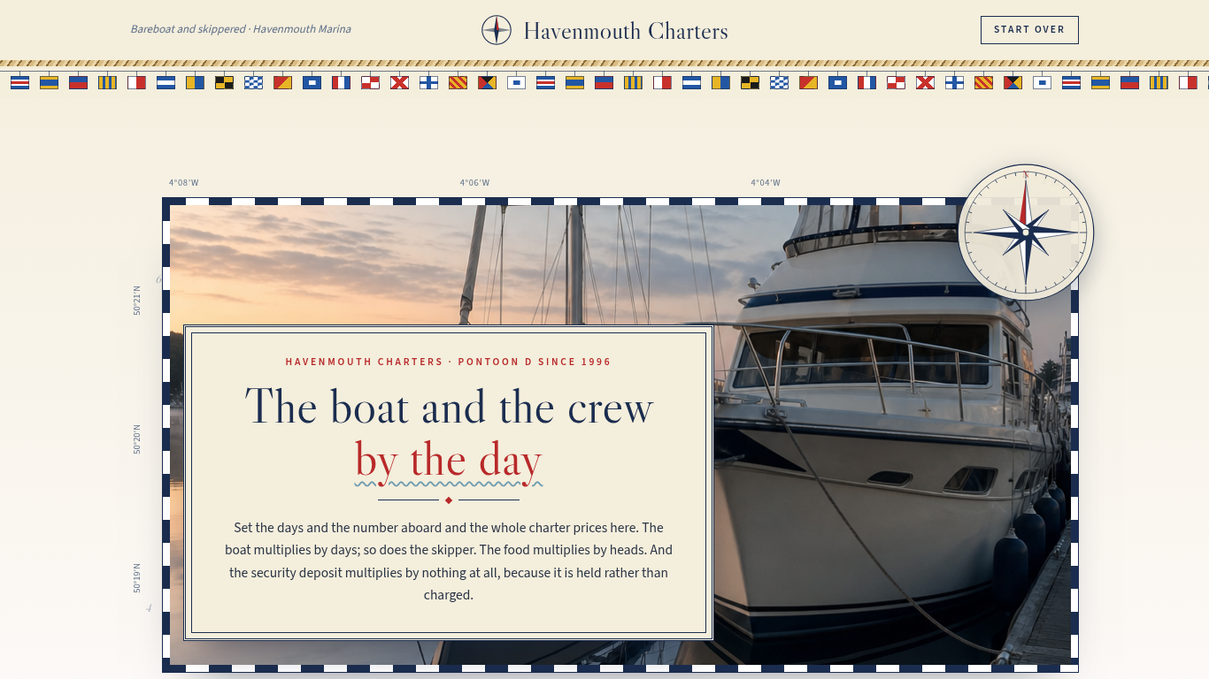 Yacht charter day booking form template preview