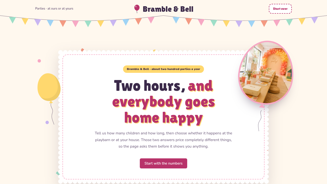 Children's party booking form template preview