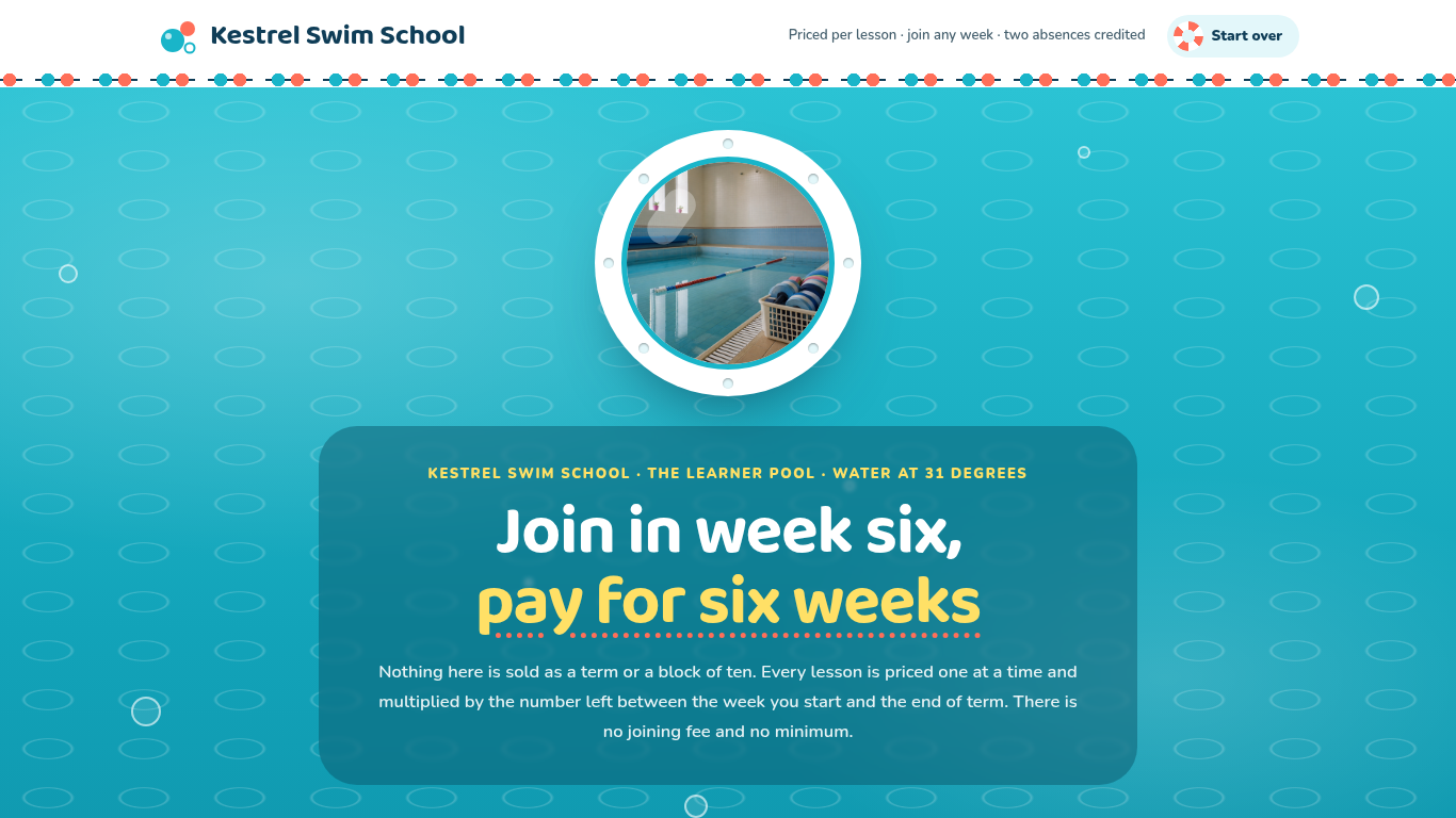 Swim lesson registration form template preview