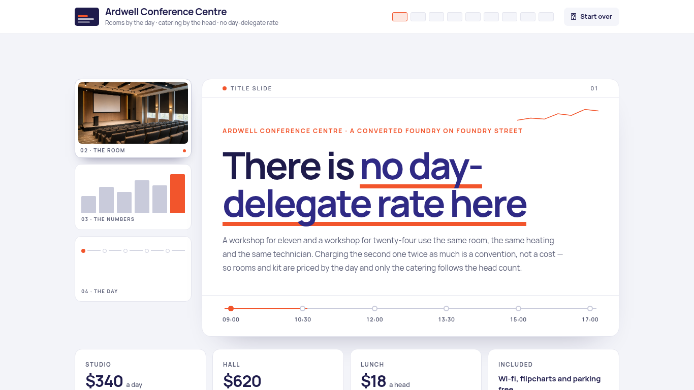 Conference venue day rate quote template preview