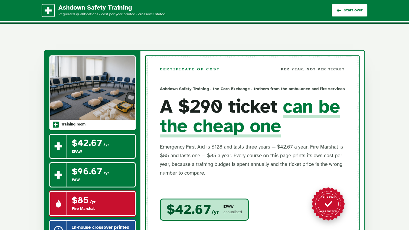 Safety training course booking form template preview