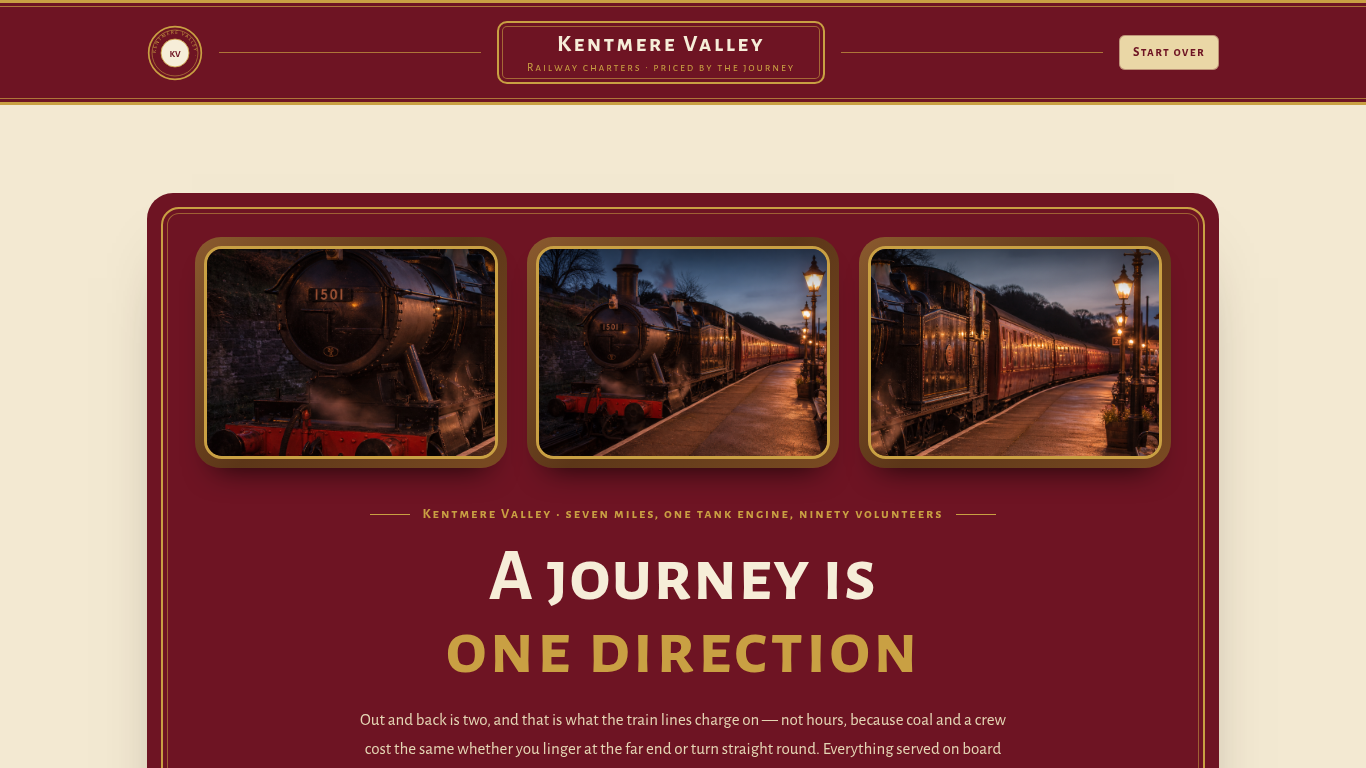 Heritage railway charter booking template preview