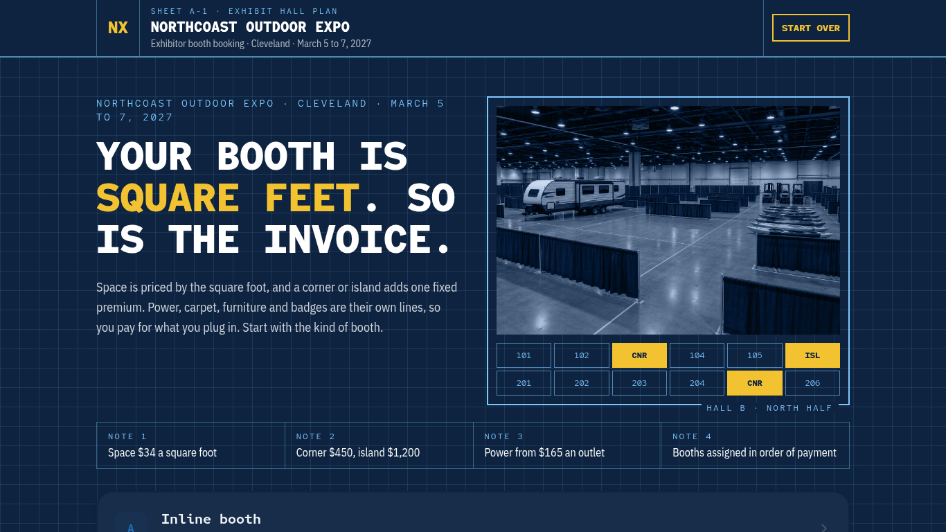 Northcoast Outdoor Expo: the funnel's first screen
