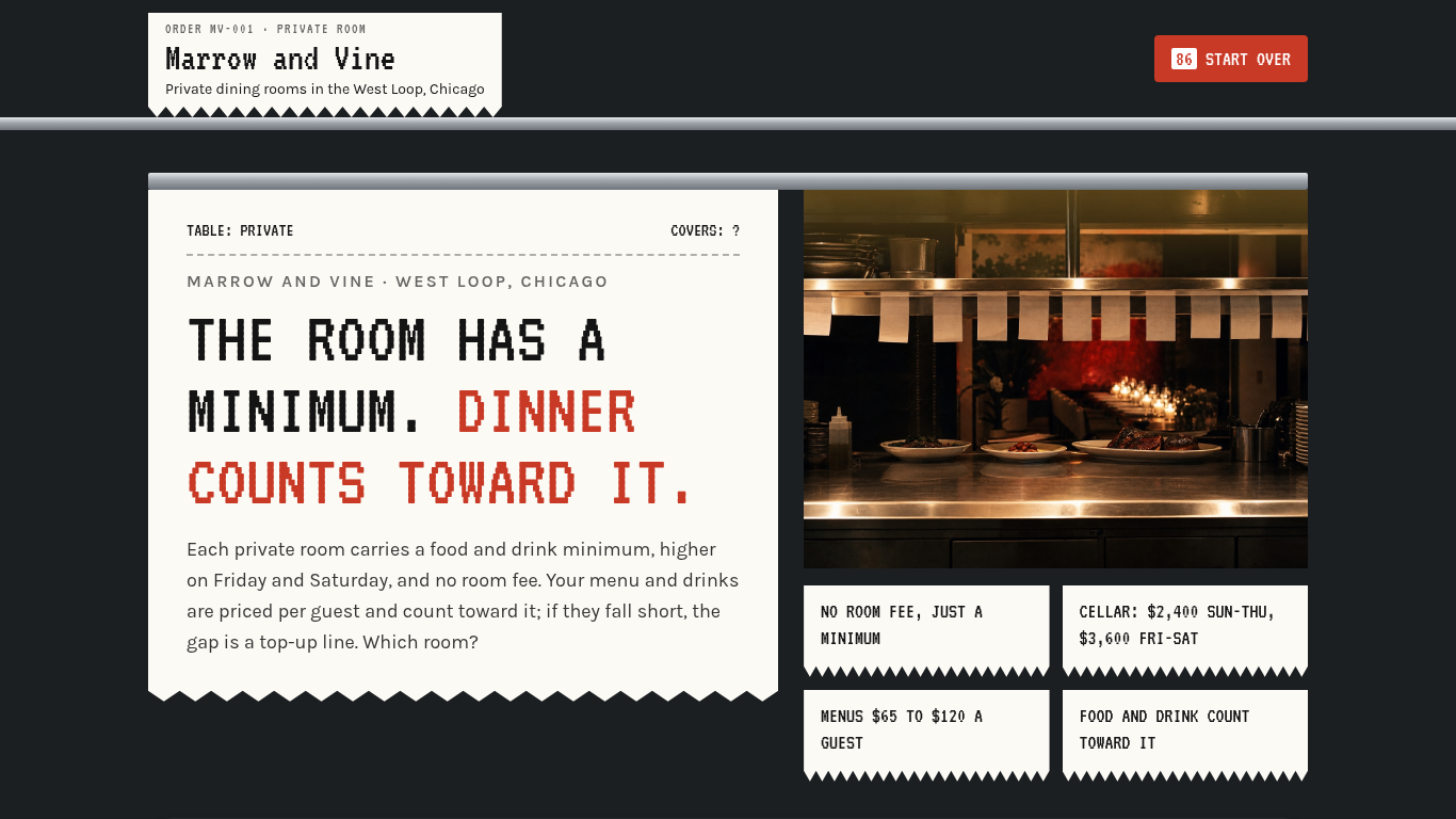 Private dining booking form template preview